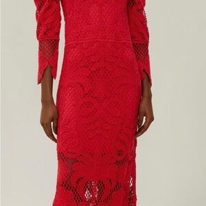 FARM Rio Vibrant Red Lace Maxi Dress